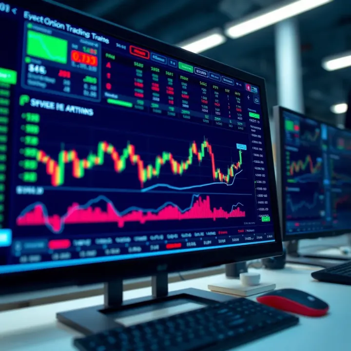 User interface of ExpertOption trading platform displaying various financial charts and trading tools