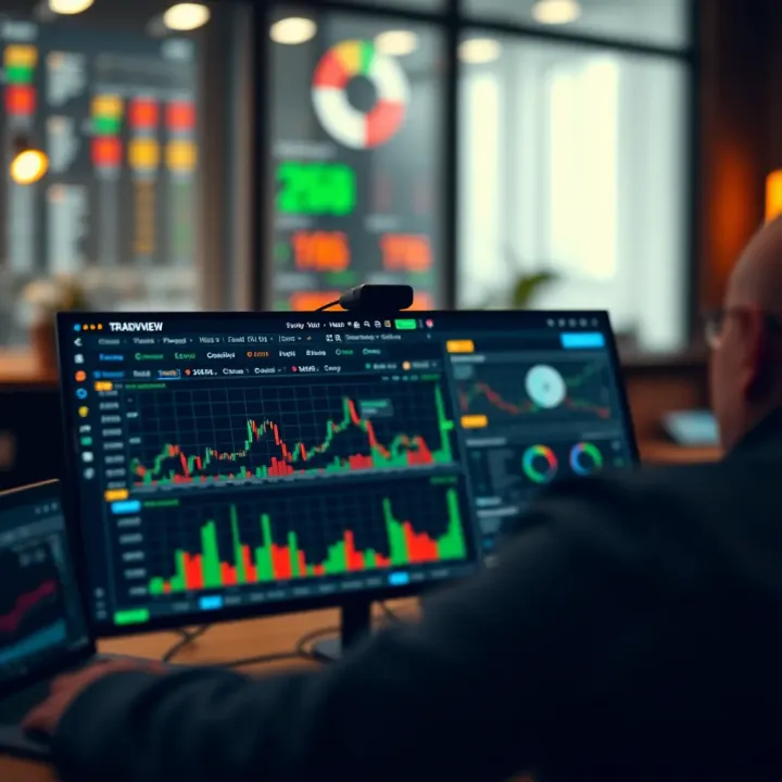 TradingView platform interface displaying social trading features and market analysis tools