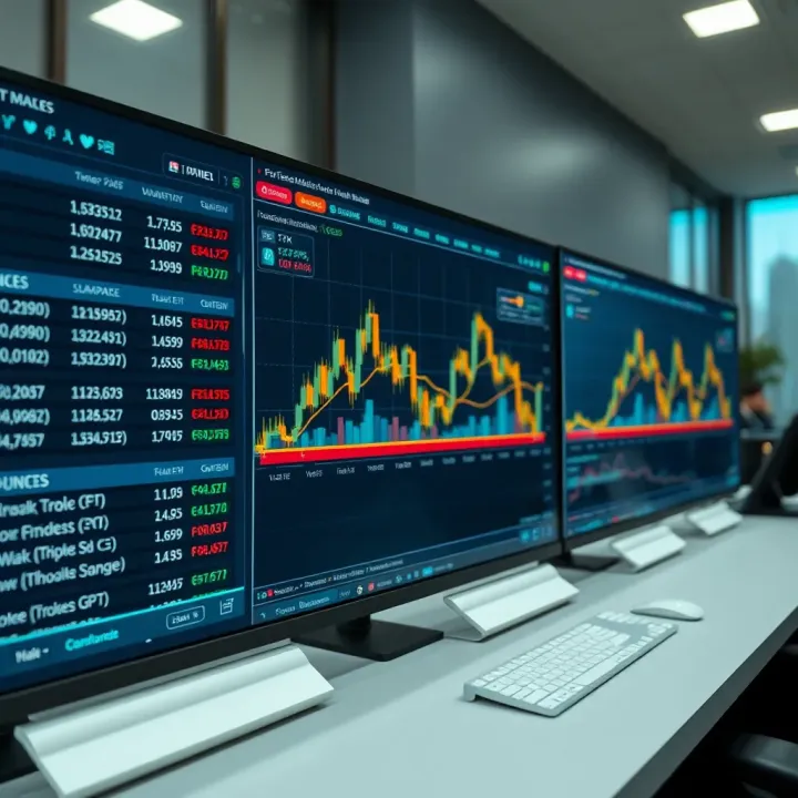 Digital interface displaying forex trading platform with charts and trading options in Nigeria
