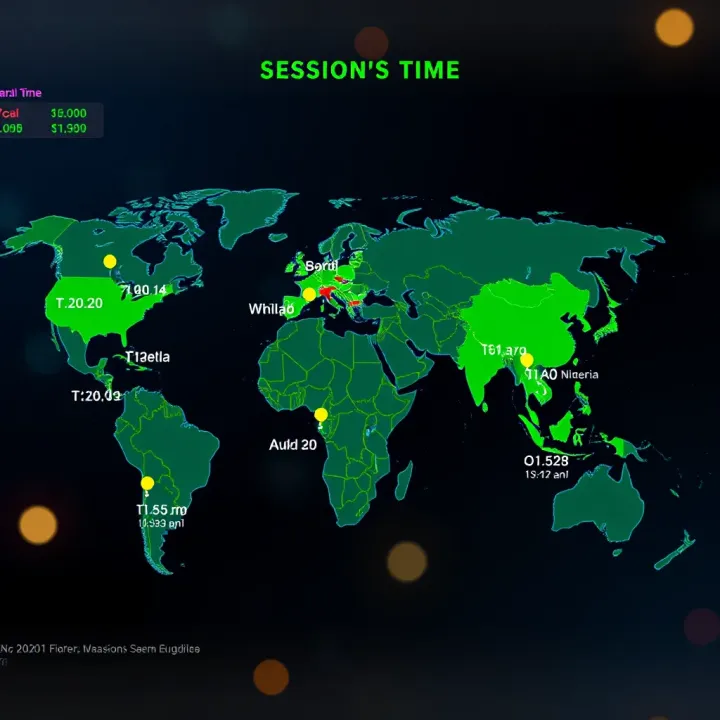 Global forex market sessions represented on a world map with highlighted trading hours adjusted to West Africa Time