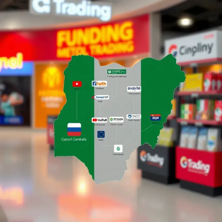 Map of Nigeria illustrating various funding methods available for CM Trading accounts