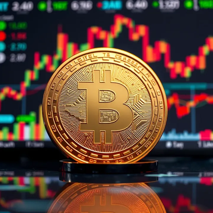 Digital representation of Gala Coin with futuristic financial data visuals in the background