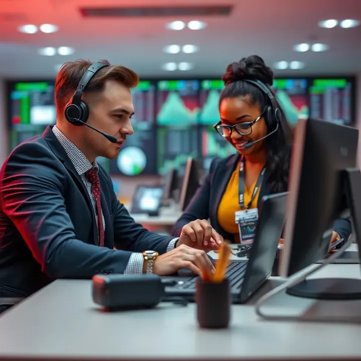 Hantec Markets Customer Support and Service Excellence Customer support team assisting traders on multiple devices