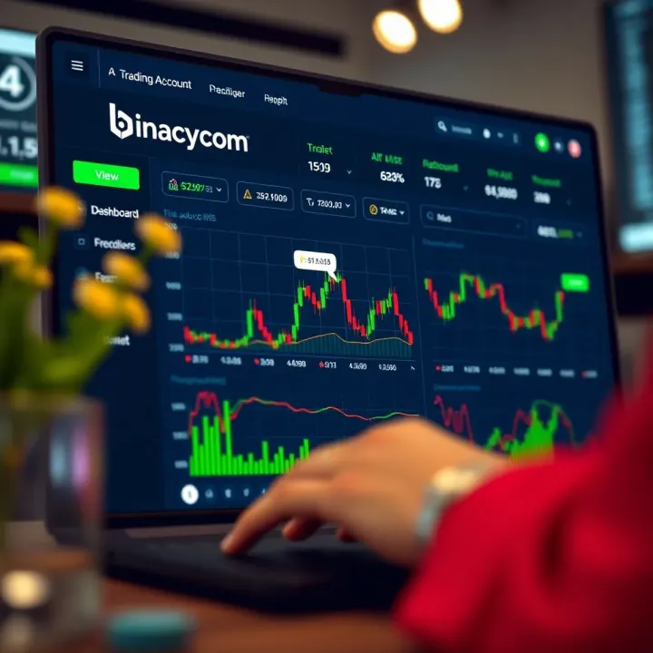 Dashboard overview of a trading account with graphs and navigation menu