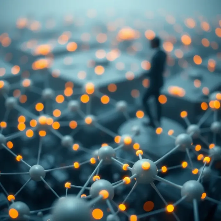 Abstract illustration of blockchain technology interconnected nodes symbolizing global crypto networks