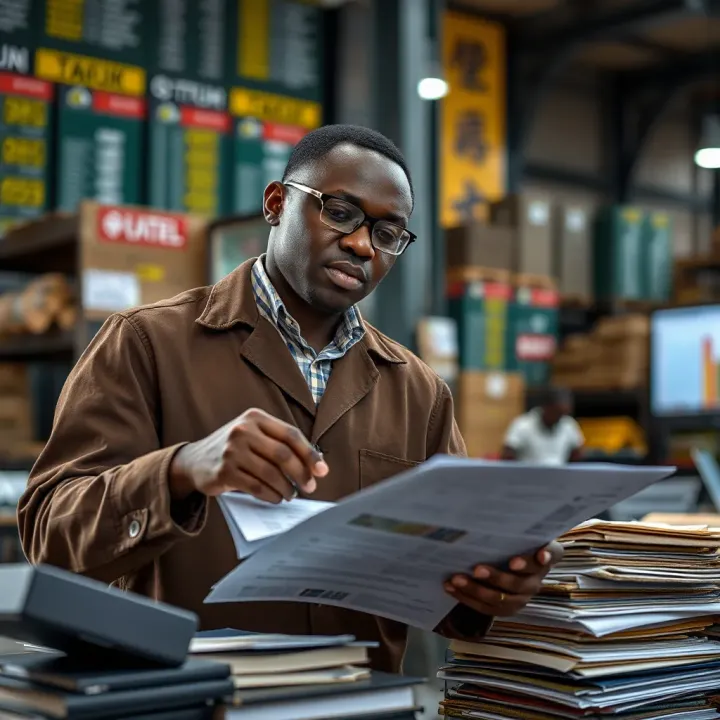 Metal trader negotiating deals while reviewing metal market prices and regulatory documents