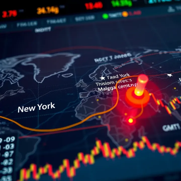 World map showing global forex trading sessions with New York session highlighted
