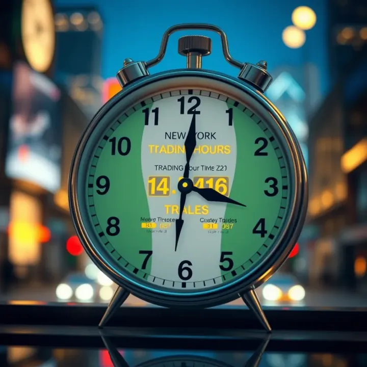 Clock displaying New York trading hours aligned with Nigerian time zone