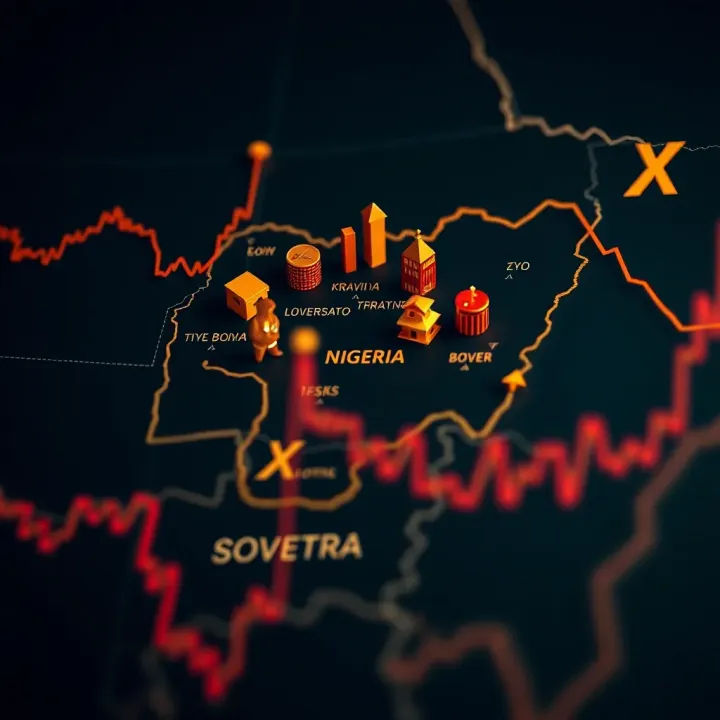 Investor Insights for X Empire Listing in Nigeria Map highlighting Nigeria with financial market symbols representing investor interest in X Empire