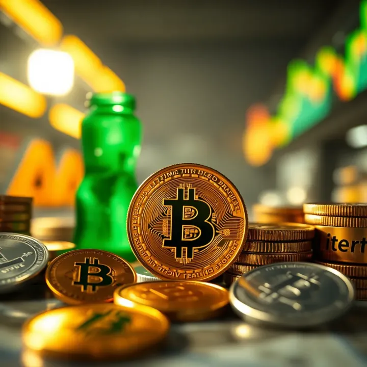 Illustration of Nigerian currency symbol and cryptocurrency icons representing market influence