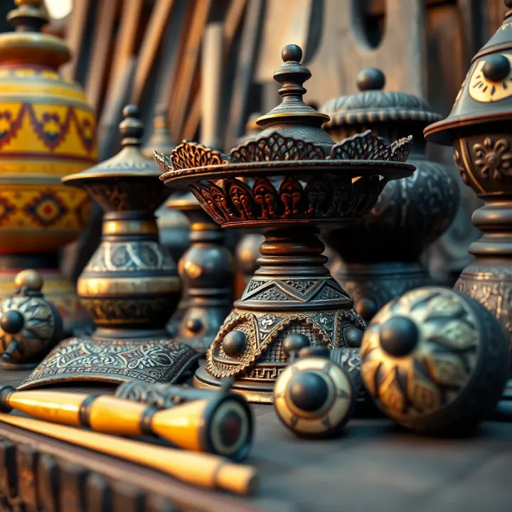 Intricate Nigerian handcrafted artifacts showcasing local craftsmanship and artistic designs