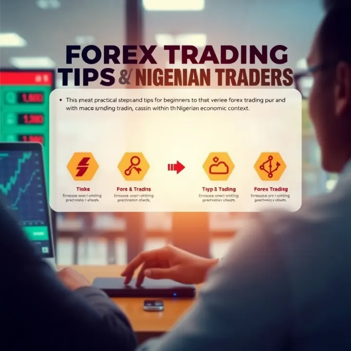Practical Forex Trading Tips for Nigerian Traders Graphic showing practical steps and tips for beginners to engage in forex trading within the Nigerian economic context