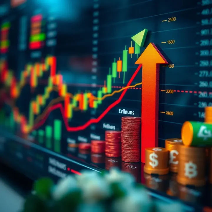 Conceptual representation of strategic forex trading with financial charts, currency symbols, and growth arrows