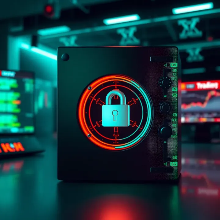 Secure digital vault symbolizing online trading security and data protection