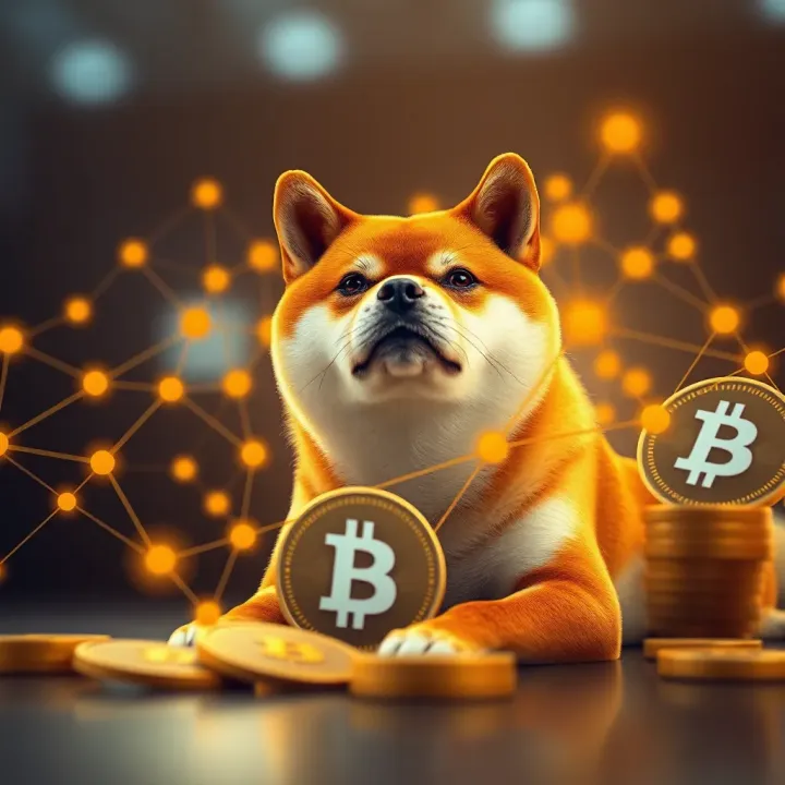 Illustration of digital coins connected by network lines representing cryptocurrency community influence