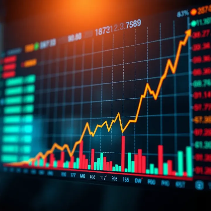 Graph showing upward trend in Nigerian financial markets with data points and trading indicators