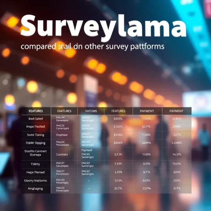 Comparison chart showing Surveylama alongside other online survey platforms highlighting features and payment methods