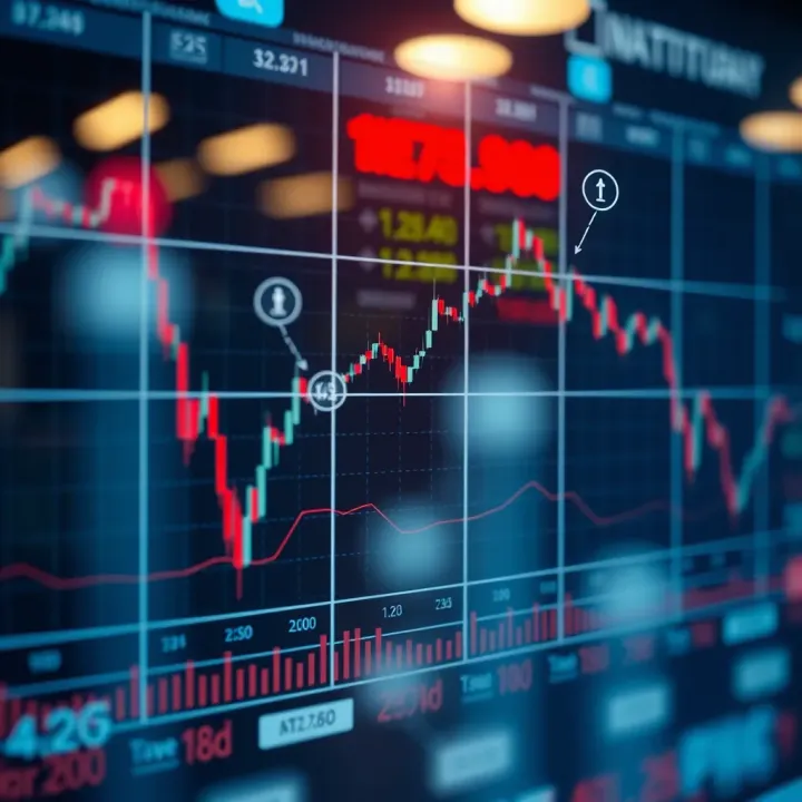 Graph depicting fluctuations in synthetic indices with overlay of transparency icons representing market transparency