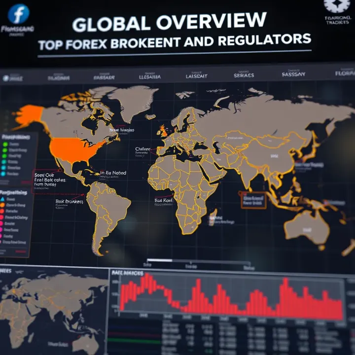 Global map highlighting major forex broker locations and regulatory bodies