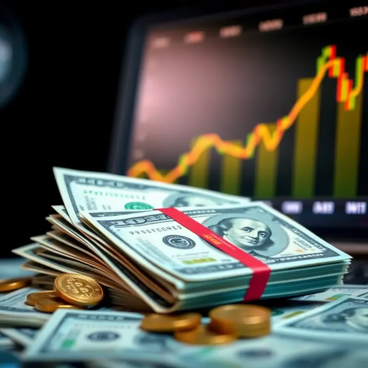 Conceptual illustration of currency notes and upward trending graphs symbolizing successful forex trading strategies