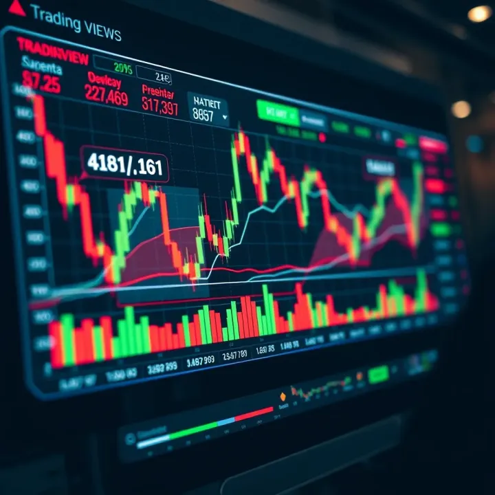 Interactive TradingView chart displaying multiple financial indicators and candlestick patterns