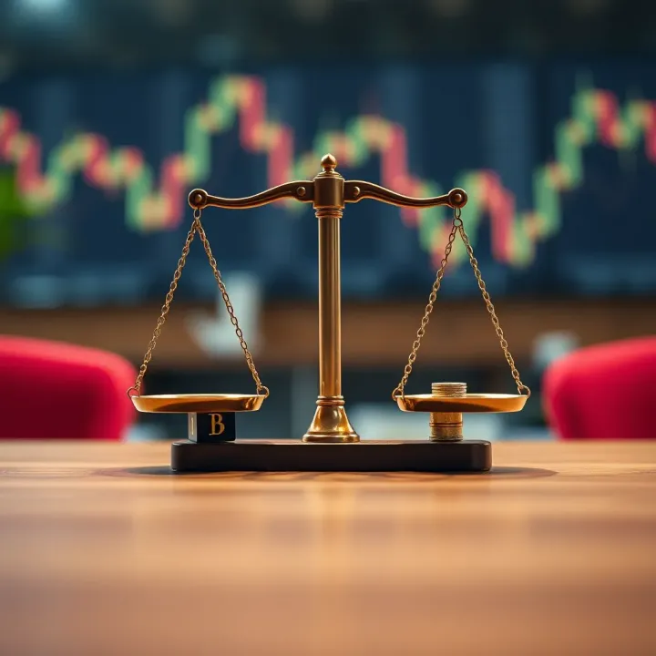Illustration showing scales balancing risks and rewards in binary trading