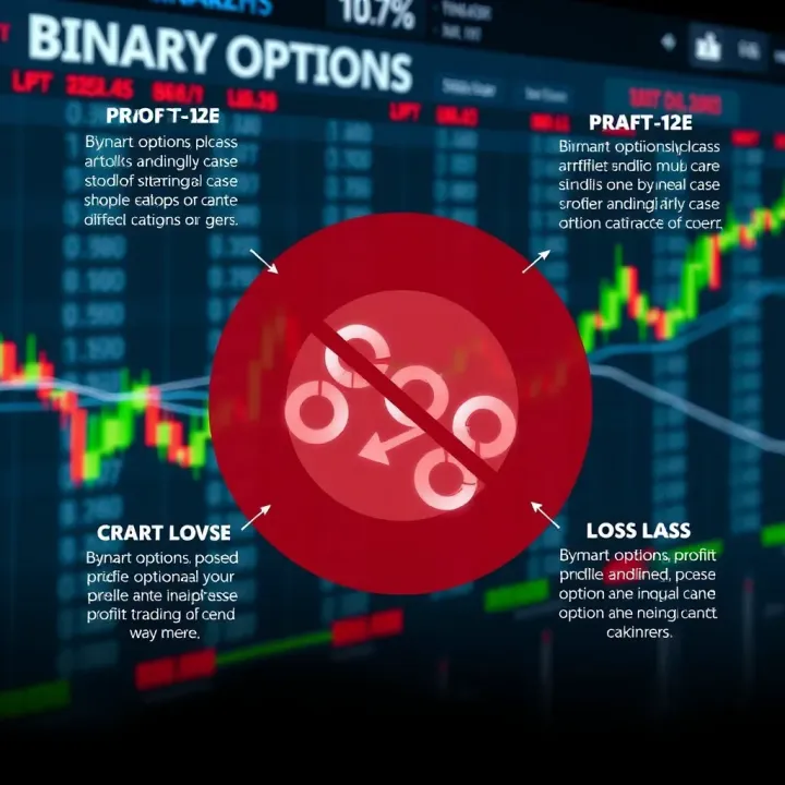 Graphical representation of binary options trading showing profit and loss zones