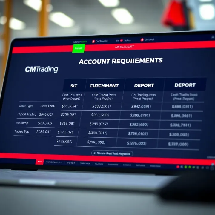 Overview of CM Trading Account Types and Deposit Requirements Diagram showing different CM Trading account types with corresponding deposit ranges