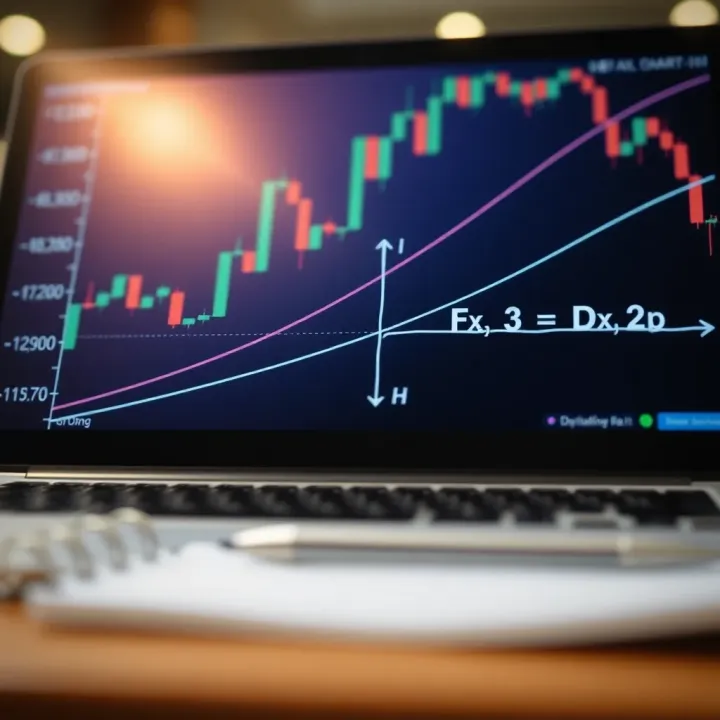 Graph displaying a function curve alongside its derivative line illustrating rate of change