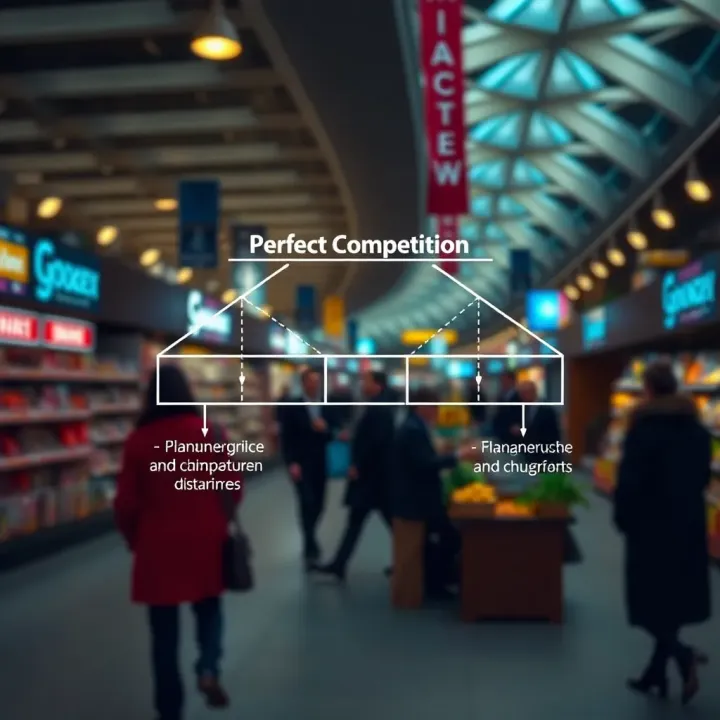 Diagram illustrating the characteristics and competition dynamics in perfect competition market structure