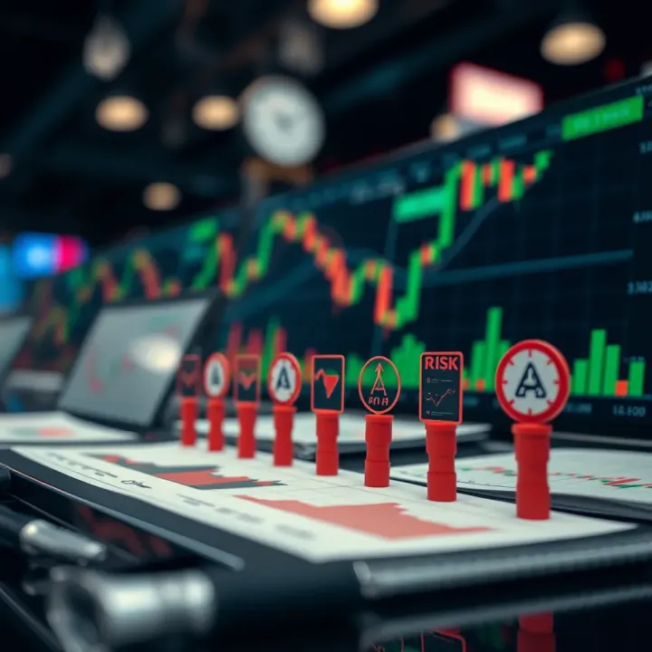 Visual representation of risk management strategies with charts and risk assessment icons
