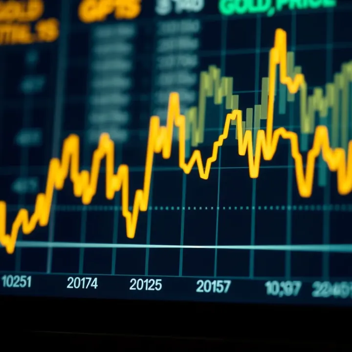 Graph showing fluctuations in gold prices influenced by economic and geopolitical factors