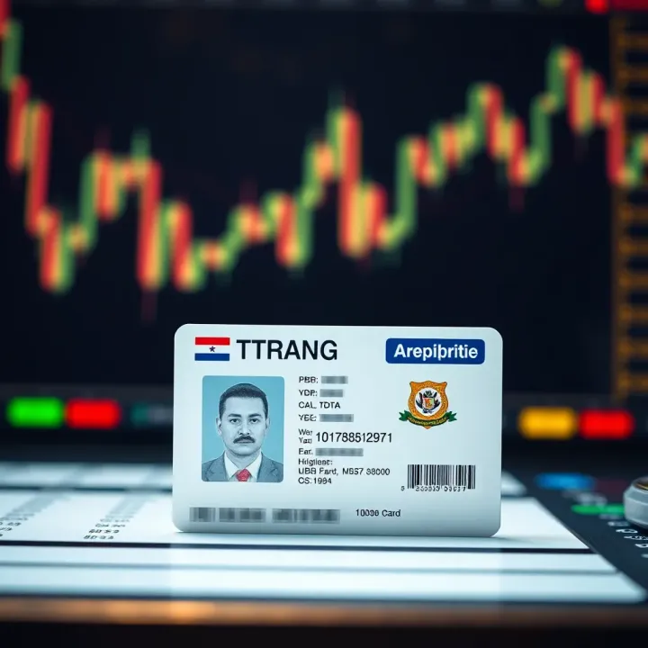 Close-up of a national identity card used for verifying identity on a digital trading platform