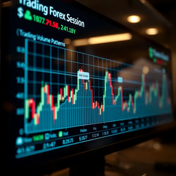 Graph showing trading volume spikes for key Forex pairs during Sydney session