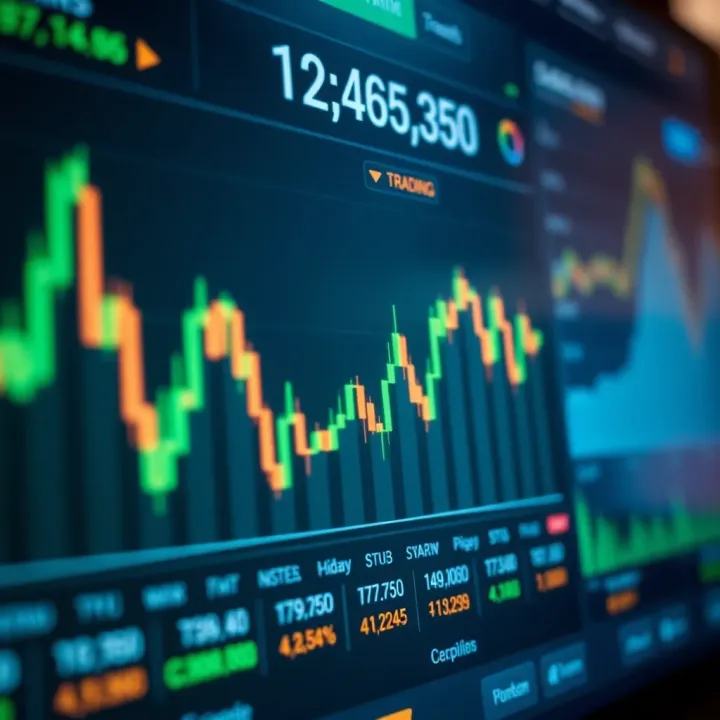 Graph showing upward trends on a digital trading platform dashboard