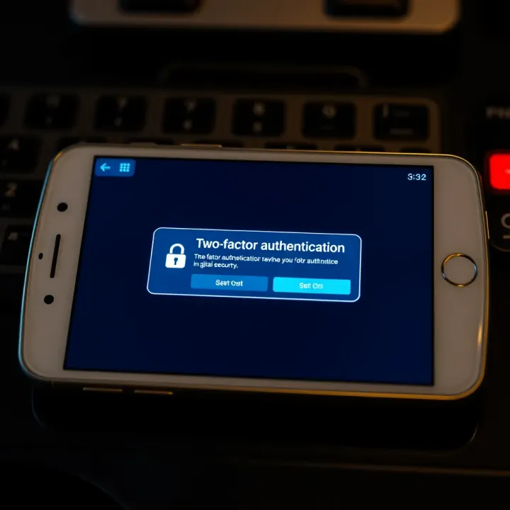 Digital device displaying a two-factor authentication prompt with a secure lock symbol