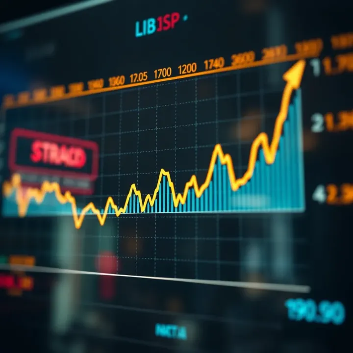 Graph illustrating fluctuations in a financial market index with dynamic upward and downward trends