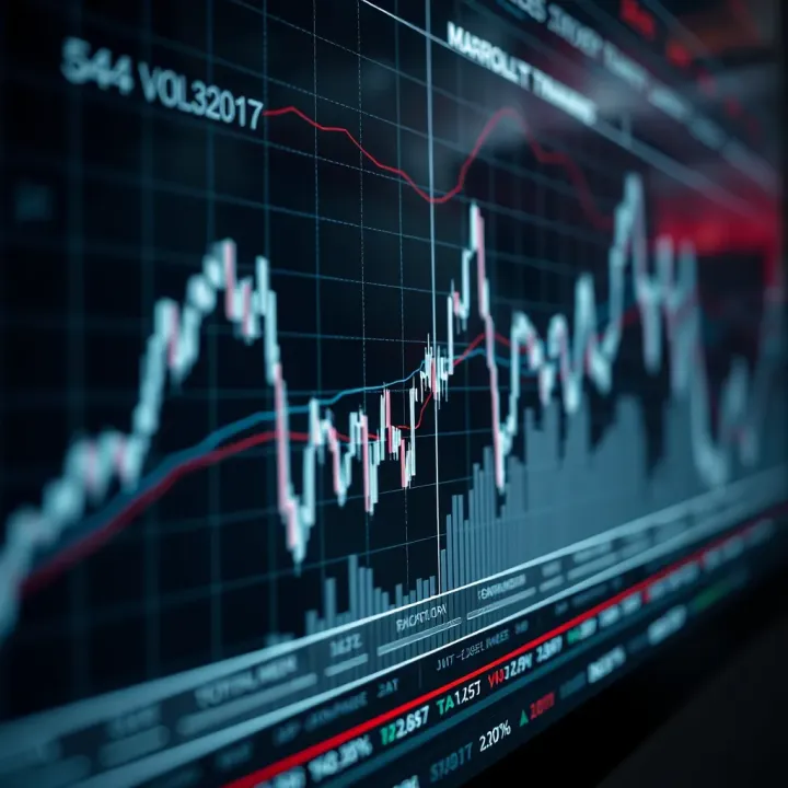 Graph showing market volatility trends represented by sharp fluctuating lines