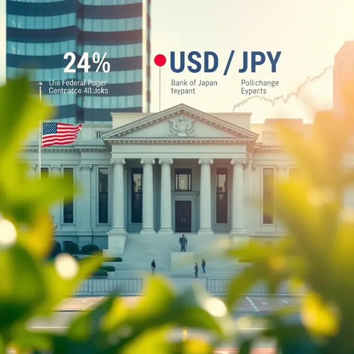 Infographic depicting the influence of US Federal Reserve and Bank of Japan policies on currency exchange fluctuations