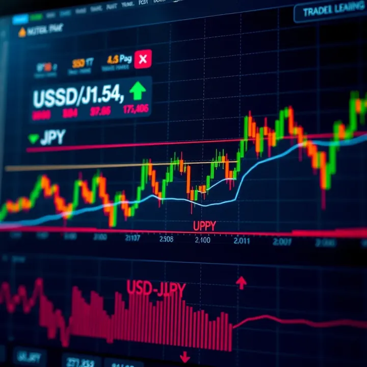 Graph showing trend lines and key support and resistance levels for USD to JPY exchange rate