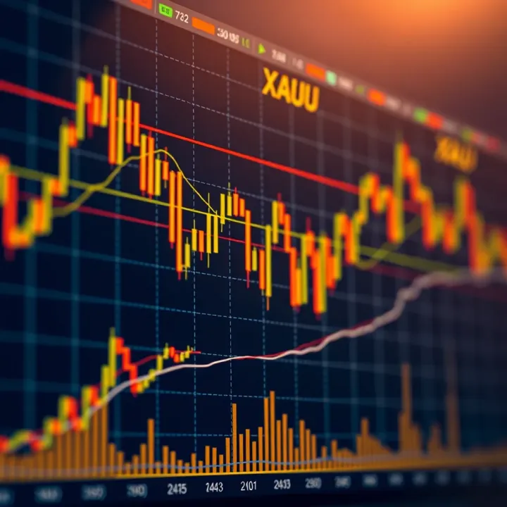 Chart showing gold price fluctuations with key support and resistance levels highlighted