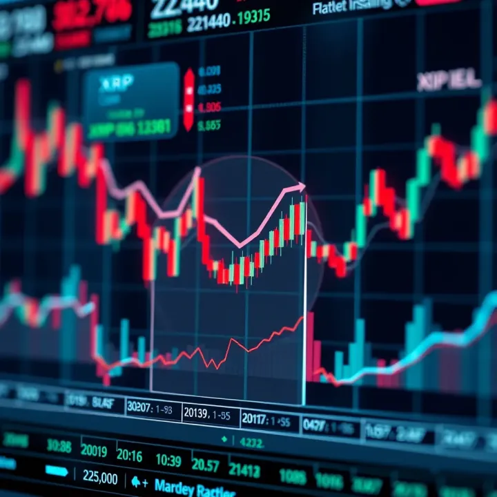 Chart depicting the upward and downward trends of XRP coin value over time with key market indicators